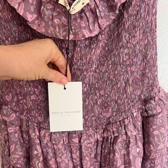 Spell Purple and Cream Floral Dress - Picture 2 of 3